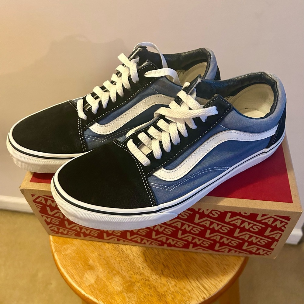 Vans Black and Blue Old Skool Sneakers